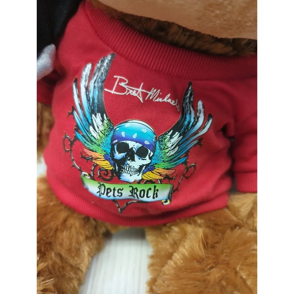 PetSmart Bret Michaels Chance Squeaker Plush Brown Dog Toy red shirt blue scarf
